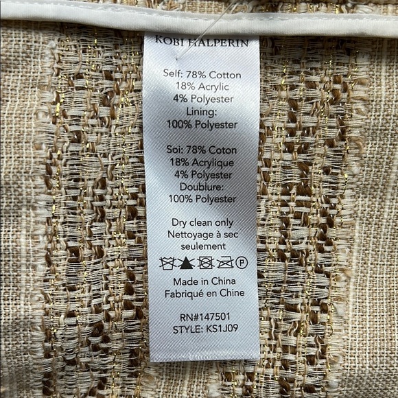 Kobi Halperin Estrella 3/4 Sleeve Tweed Striped Jacket | Medium - Picture 5 of 6